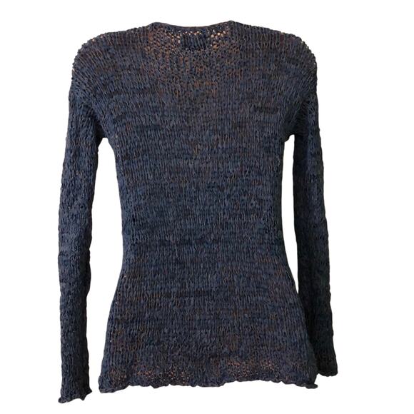Sonoma Blue V-neck open weave sweater Woman Size Small Long Sleeve - Picture 4 of 7
